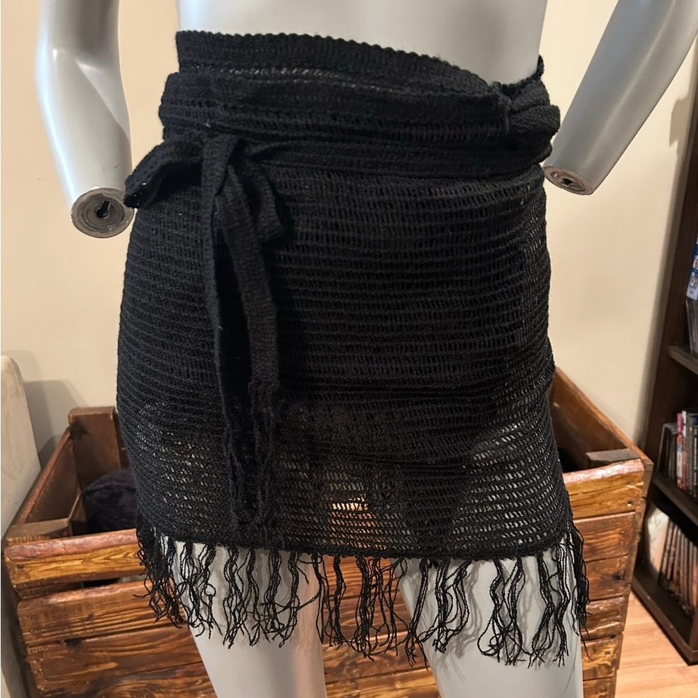 Elegant Black Fringe Swim Coverup skirt ❤️
0/S